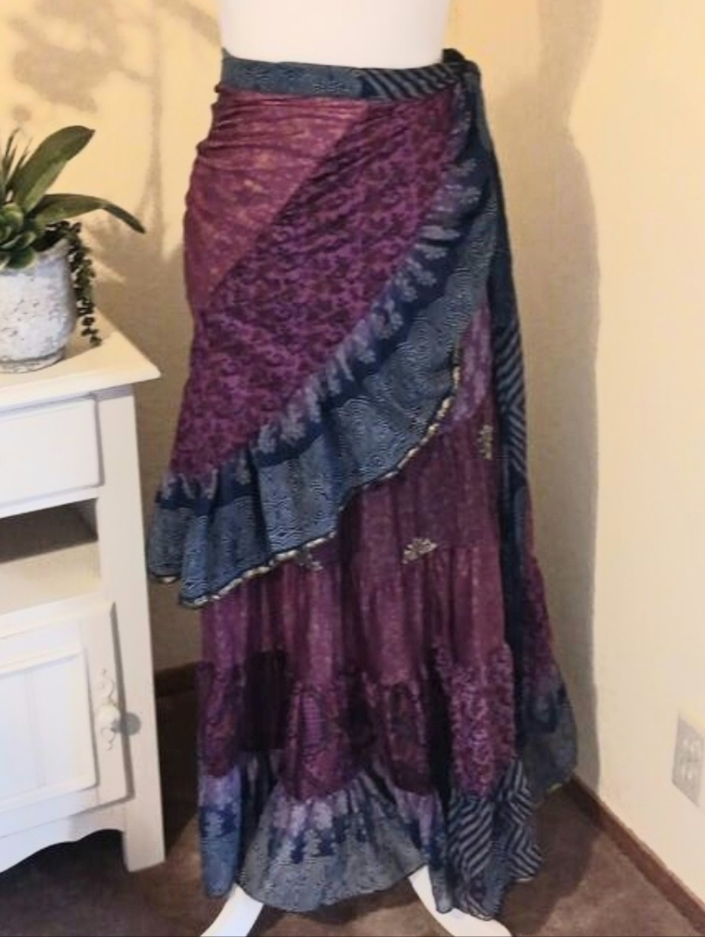 Jack Pot Silk  Skirt. True Wrap. Bohemian.Vintage